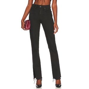 GRLFRND REVOLVE Harlow High Rise Slim Boot with Slit in Redwood Grove Brown